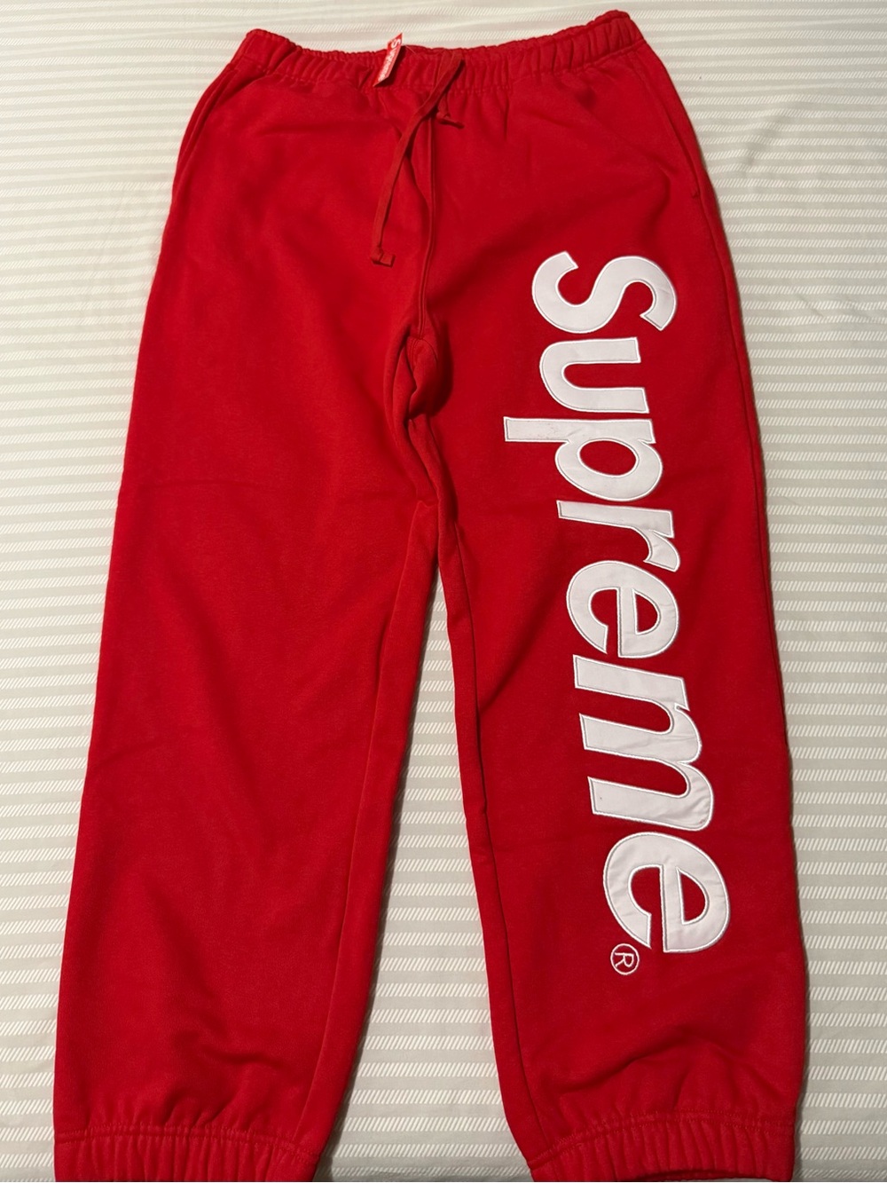 Supreme men’s Red Logo Sweatpants